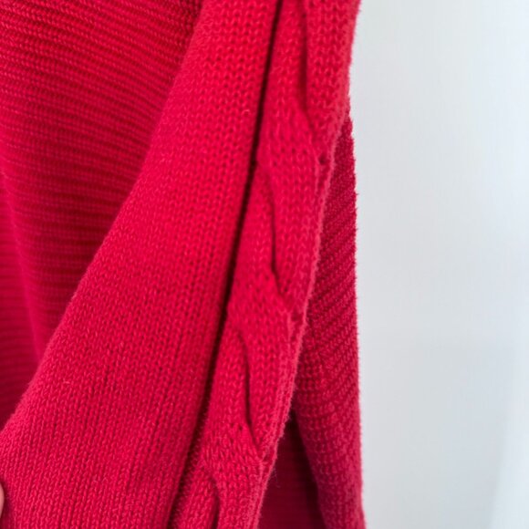 Cabi standout Red V-Neck Sweater size large ribbed Cable Knit Sleeves womens - Picture 9 of 12